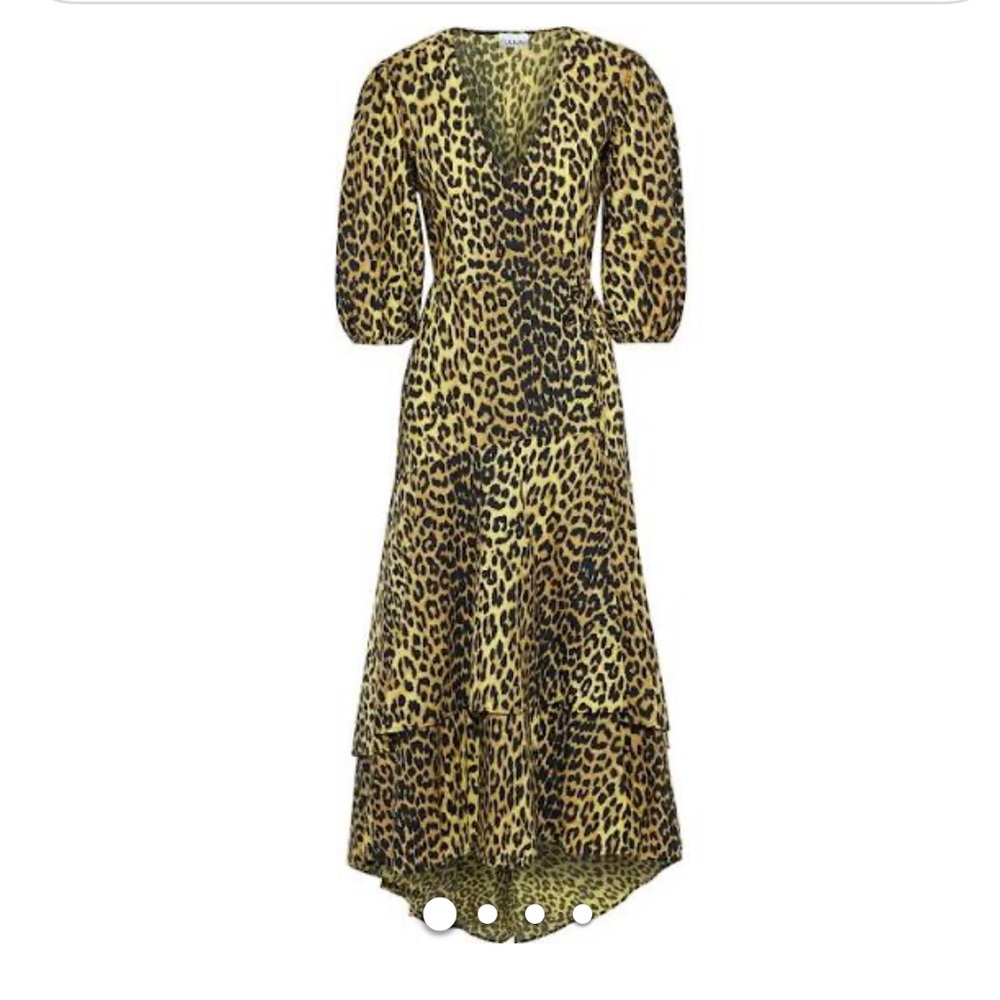 GANNI leopard wrap dress